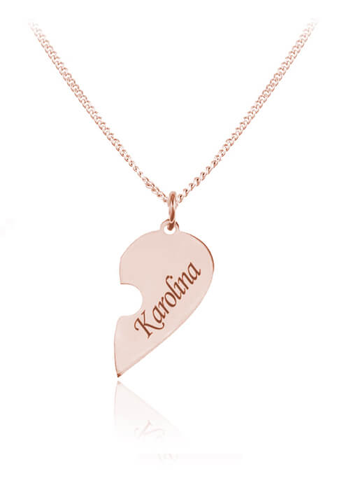 Srebrny naszyjnik z Sercem Puzzel II - Grawer  - rose gold