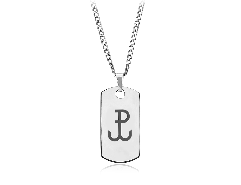 Srebrny naszyjnik męski nieśmiertelnik z symbolem Polska Walcząca