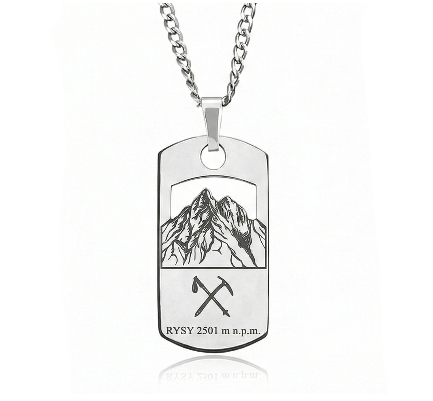 Srebrny Nieśmiertelnik GÓRY Tatry RYSY 2501 m n.p.m. – Grawer