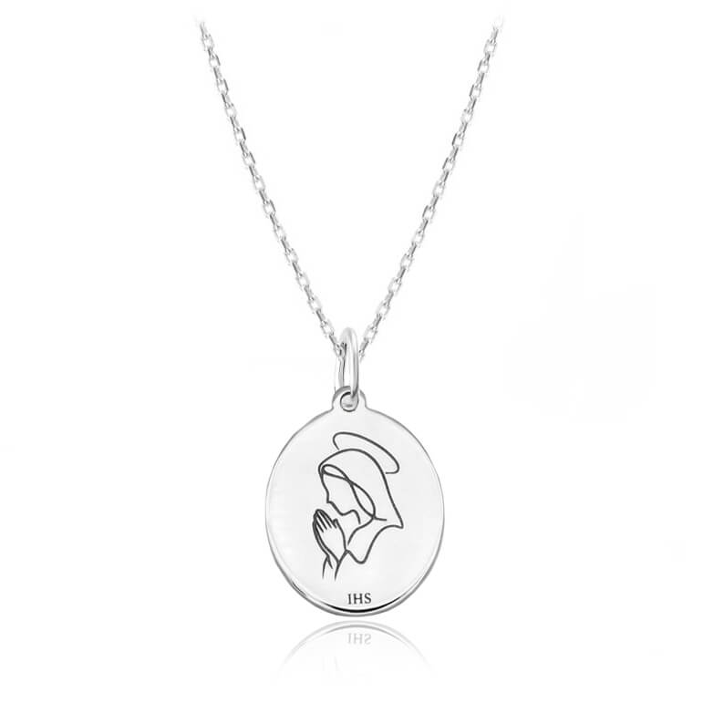 Naszyjnik Matka Boska na Łańcuszku do wyboru - Srebro 925 - Komunia, Chrzest - Grawer